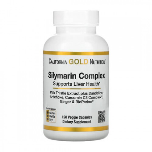 California Gold Nutrition, Silymarin Complex, Milk Thistle Extract Plus Dandelion, Artichoke, Curcumin C3 Complex®, Ginger, and BioPerine®, 120 Kapsül